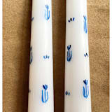 "Set of 2 Delft Tulip Hand-Painted Taper Candles" - Candles and Holders in white by Emily de Moraes