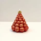 "Red and Gold Metallic Christmas Tree Candle" - Candles and Holders in multicolor by Over By The Moon