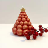 "Red and Gold Metallic Christmas Tree Candle" - Candles and Holders in multicolor by Over By The Moon