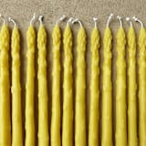 "Yellow Asparagus Beeswax Taper Candles (Pair of 2)" - Candles and Holders in yellow by Artifaqt