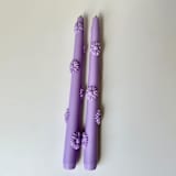 "Purple Daisy Taper Set" - Candles and Holders in purple by Over By The Moon