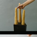 "Natural Wobble Set" - Candles and Holders in yellow by Danielle Gaito