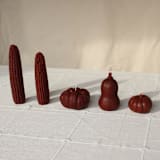 "Chestnut - Harvest Table Bundle Beeswax Candles" - Candles and Holders in brown by Happy Organics