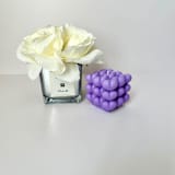 "Purple Cubed Hearts Candle" - Candles and Holders in purple by Over By The Moon