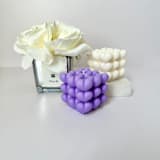 "Purple Cubed Hearts Candle" - Candles and Holders in purple by Over By The Moon
