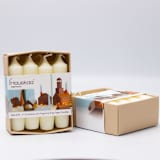 "Dripless Taper Candles: 4" Ivory Unscented, Set of 8" - Candles and Holders in white by Ann Nygard