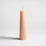 "Petite Pillar 100% Beeswax Ribbed Sculptural Candle - Blush" - Candles and Holders in pink by Jessie Green