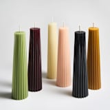 "Petite Pillar 100% Beeswax Ribbed Sculptural Candle - Sangria" - Candles and Holders in purple by Jessie Green