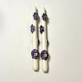 "White And Purple Camellia Blossom Tapers" - Candles and Holders in multicolor by Over By The Moon
