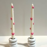 "White and Pink Hearts Tapers" - Candles and Holders in multicolor by Over By The Moon