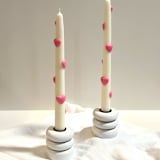 "White and Pink Hearts Tapers" - Candles and Holders in multicolor by Over By The Moon