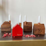 "Modern Advent Candle Holders" - Candles and Holders in brown by Ann Nygard