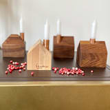 "Modern Advent Candle Holders" - Candles and Holders in brown by Ann Nygard