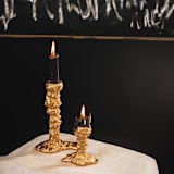 "Sand Drip Brass Candlestick Holders" - Candles and Holders in brass by Shelton Metal