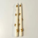 "White And Gold Star Tapers" - Candles and Holders in multicolor by Over By The Moon