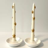 "White And Gold Star Tapers" - Candles and Holders in multicolor by Over By The Moon