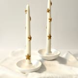 "White And Gold Star Tapers" - Candles and Holders in multicolor by Over By The Moon