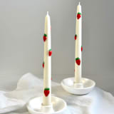 "White Strawberry Tapers" - Candles and Holders in multicolor by Over By The Moon