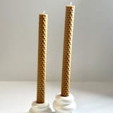"Brown Honeycomb Taper Set" - Candles and Holders in brown by Over By The Moon