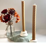 "Brown Honeycomb Taper Set" - Candles and Holders in brown by Over By The Moon