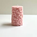 "Pink Floral Pillar" - Candles and Holders in pink by Over By The Moon