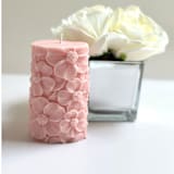 "Pink Floral Pillar" - Candles and Holders in pink by Over By The Moon