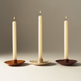 "Round Taper Holder - Blonde Cedar - Set of 2" - Candles and Holders in beige by Powered By People