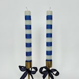 "Blue and White Striped Candles" - Candles and Holders in blue by Annie Shapiro