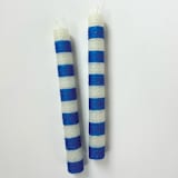 "Blue and White Striped Candles" - Candles and Holders in blue by Annie Shapiro