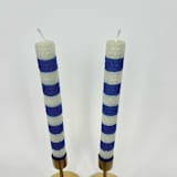 "Blue and White Striped Candles" - Candles and Holders in blue by Annie Shapiro