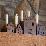 "Small Western Village Set of Four Wooden Candlestick Holders" - Candles and Holders in brown by Ann Nygard