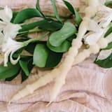 "SET OF 2 - SPINDLE LEG TAPERS // CATHEDRAL" - Candles and Holders in white by borrowed BLU