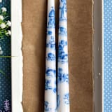 "Set of Two French Toile Taper Candles" - Candles and Holders in white by Emily de Moraes