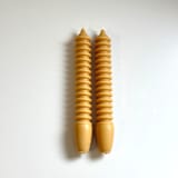 "Tan Horizontal Spiral Taper Set" - Candles and Holders in brown by Over By The Moon