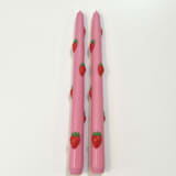 "Pink Strawberry Tapers" - Candles and Holders in multicolor by Over By The Moon