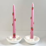 "Pink Strawberry Tapers" - Candles and Holders in multicolor by Over By The Moon