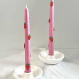 "Pink Strawberry Tapers" - Candles and Holders in multicolor by Over By The Moon