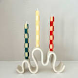 "Checkered Taper Candles (Green & Beige)" - Candles and Holders in green by Annie Shapiro
