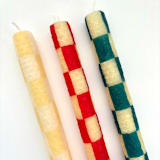 "Checkered Taper Candles (Green & Beige)" - Candles and Holders in green by Annie Shapiro