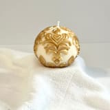 "White and Gold Christmas Ornament Candle" - Candles and Holders in multicolor by Over By The Moon