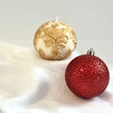 "White and Gold Christmas Ornament Candle" - Candles and Holders in multicolor by Over By The Moon