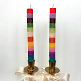 "Rainbow Stripe Taper Candles" - Candles and Holders in red by Annie Shapiro