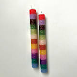 "Rainbow Stripe Taper Candles" - Candles and Holders in red by Annie Shapiro
