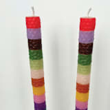 "Rainbow Stripe Taper Candles" - Candles and Holders in red by Annie Shapiro