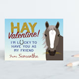 "Hay Valentine Horse" - Personal Stationery in Sky Blue by Johanna Phillips Huuva - Front