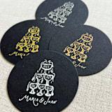 "Custom champagne tower black disposable coasters / Customizable color - Set of 100" - Wedding Coasters in white by Maria Ferrer G.