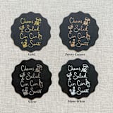 "Cheers, cin cin, santé, salud black disposable coasters / Customizable color - Set of 20" - Wedding Coasters in white by Maria Ferrer G.