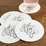 "“Best day ever” letterpress disposable paper coasters | Set of 25" - Wedding Coasters in green by Maria Ferrer G.