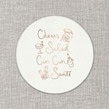 "Cheers, cin cin, santé, salud white disposable coasters / Customizable color - Set of 20" - Wedding Coasters in white by Maria Ferrer G.