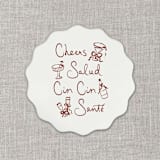 "Cheers, cin cin, santé, salud white disposable coasters / Customizable color - Set of 20" - Wedding Coasters in white by Maria Ferrer G.